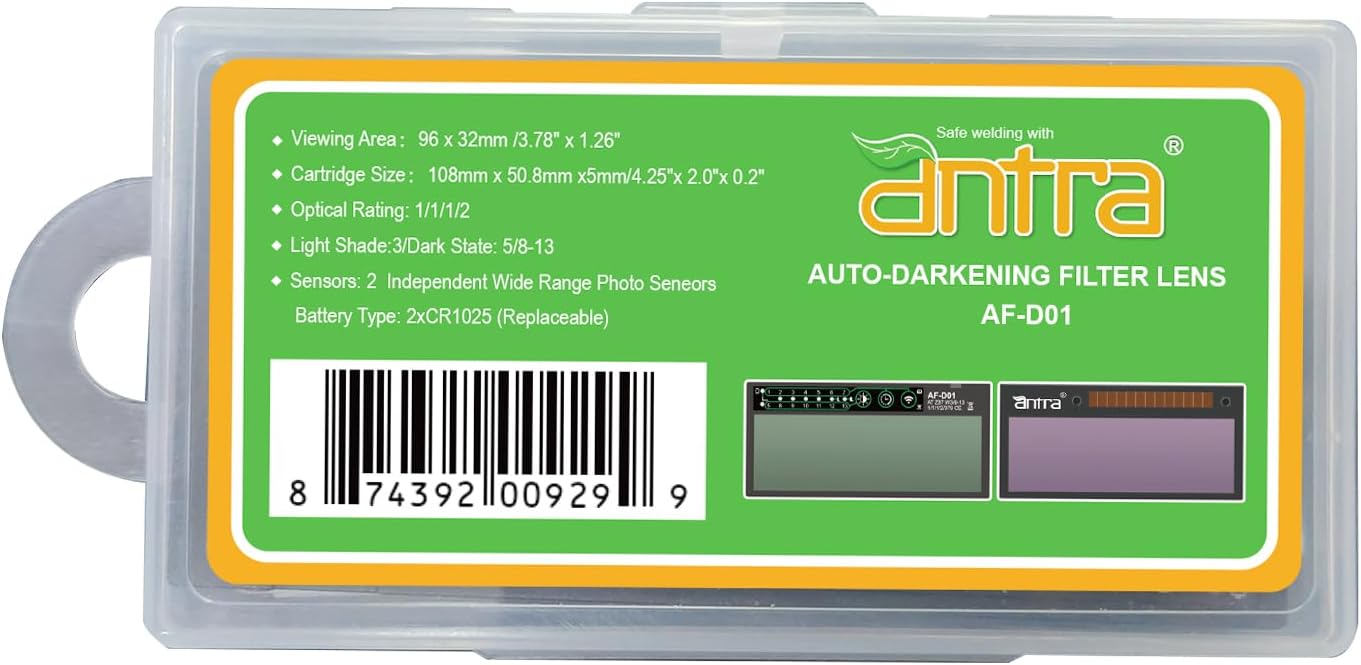 Antra AF-D01 Solar Power Auto Darkening Lens 2X4, Shade 4/5/8-13