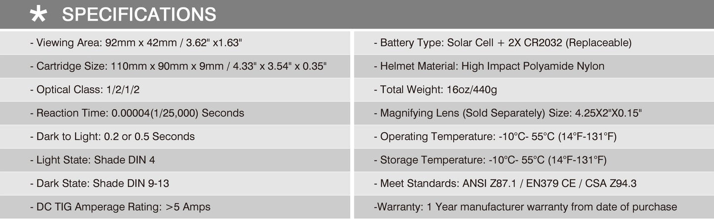 Wholesale Lot of 14 Antra™ AH7-220-0000 Solar Power Auto Darkening Welding Helmet Shade 4/7-13
