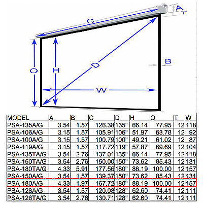 Antra™ PSA-180AG 16:9 Electric Motorized Projector Projection Screen Remote Matt Grey