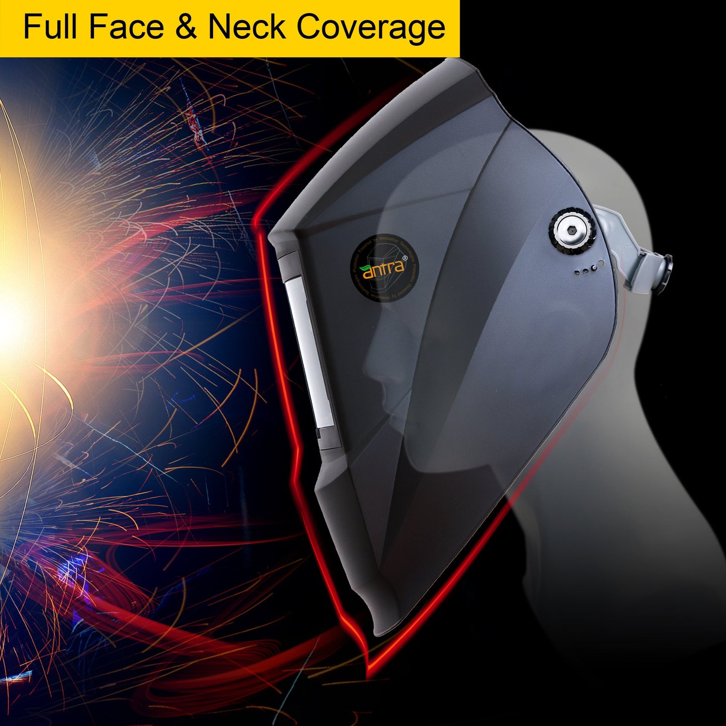 Antra™ AH7-X90-0000 Solar Power Auto Darkening Welding Helmet Shade 4/5-9/9-13