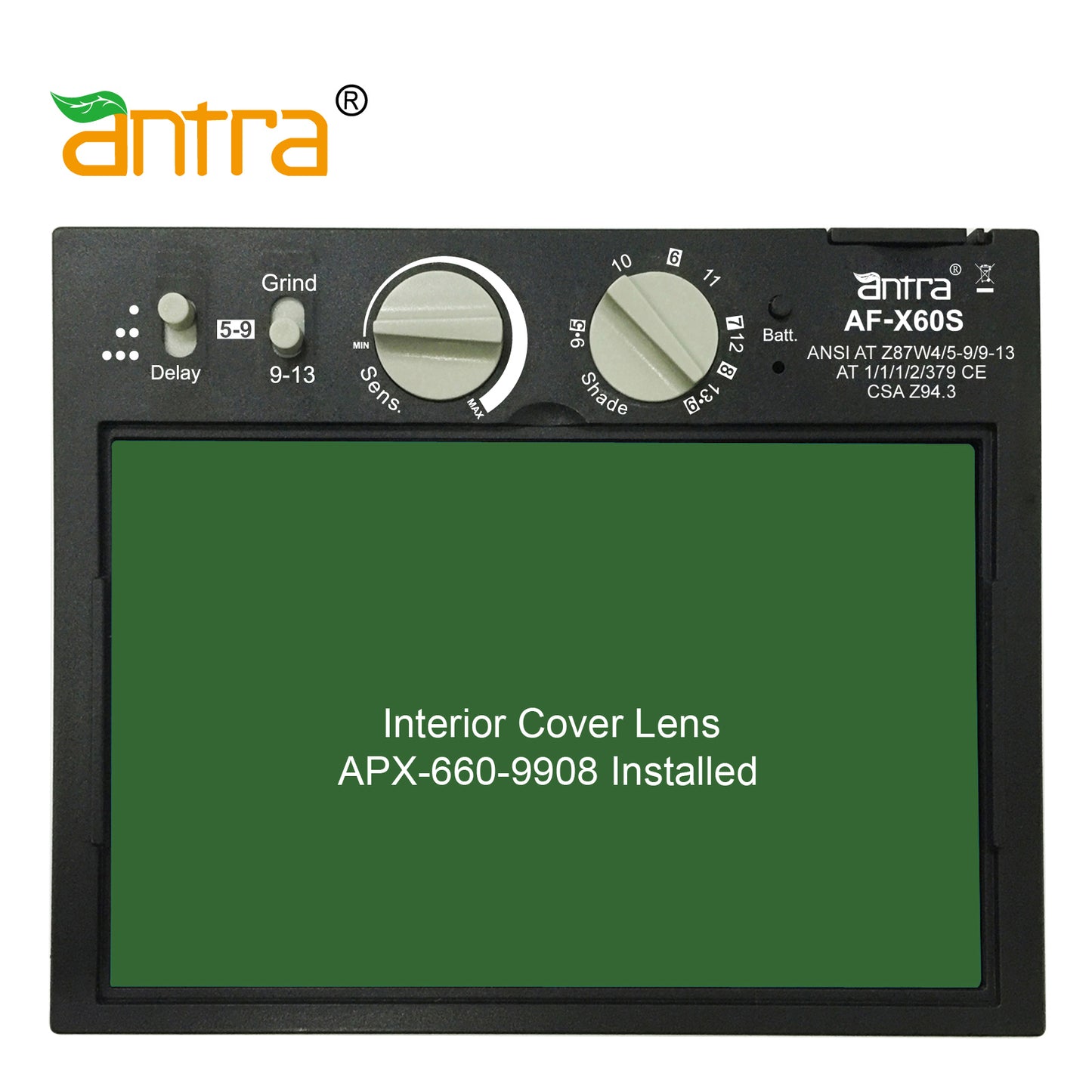 Antra™ X60S Super Slim Solar Power Auto Darkening Lens Shade 4/5-9/9-13