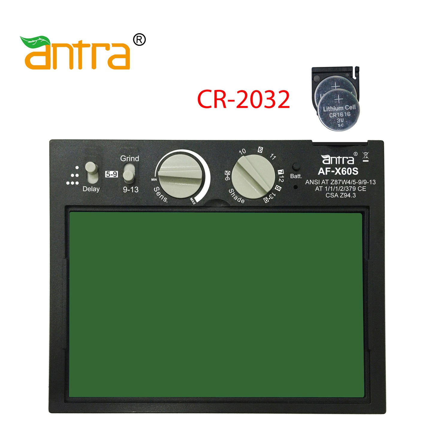 Antra™ X60S Super Slim Solar Power Auto Darkening Lens Shade 4/5-9/9-13