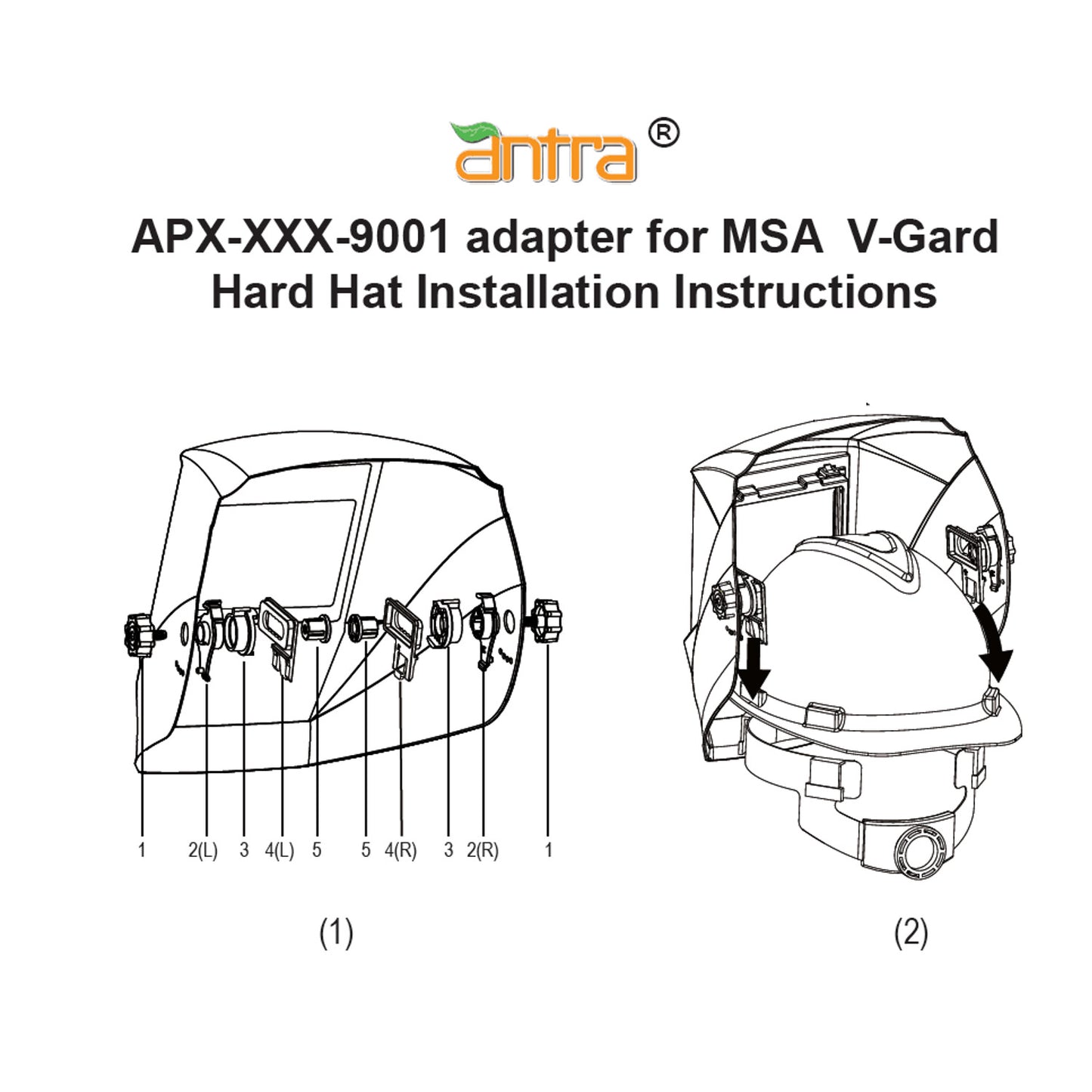 Antra™ APX-XXX-9001 Hard Hat Adapter Kits for Antra Helmets and MSA V-Guard hard hat
