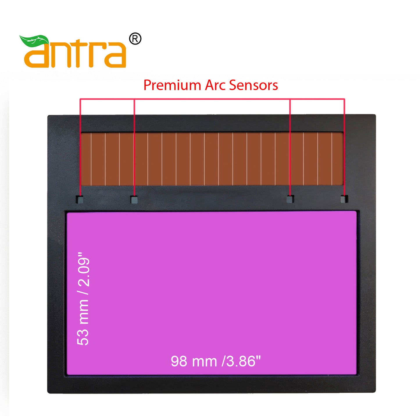 Antra™ AntFi X60-3 Solar Power Auto Darkening Lens Shade 4/5-9/9-13, good for TIG,MIG,MMA,Plasma Cutting