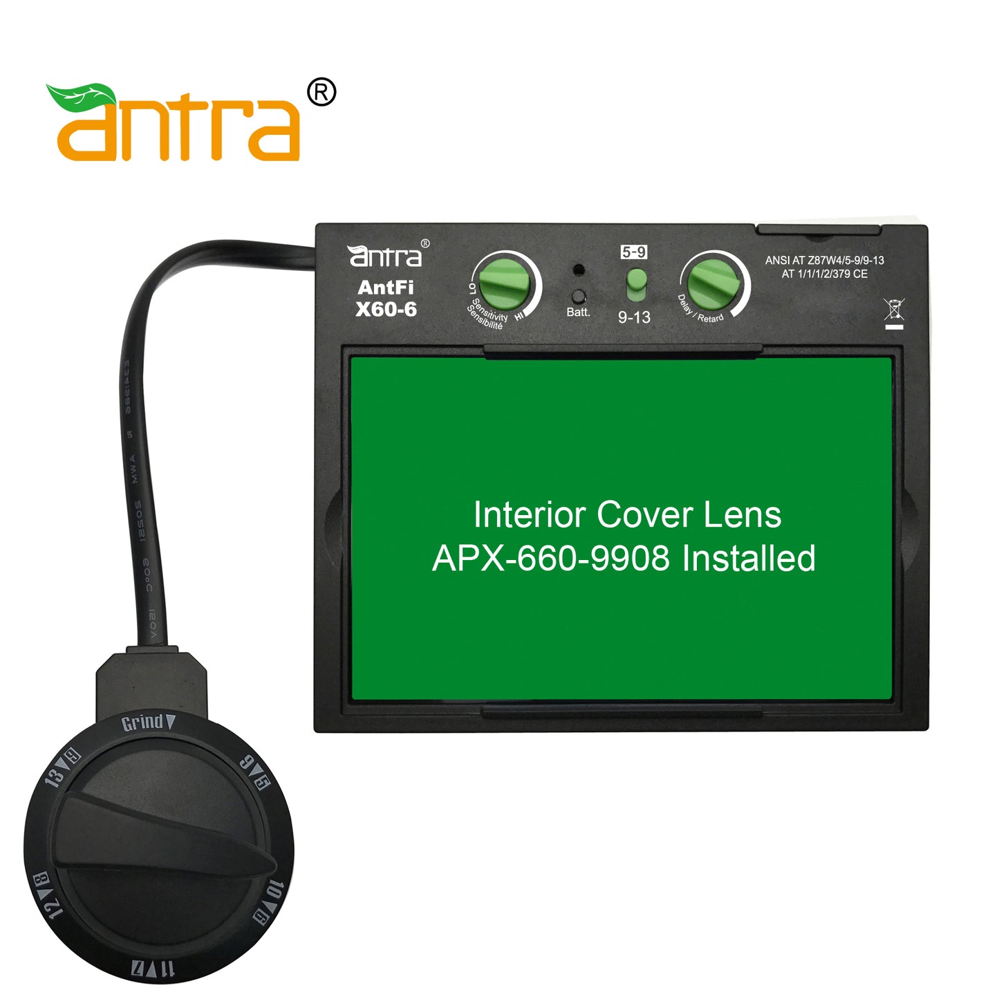 Antra™ AntFi X60-6 Solar Power Auto Darkening Lens Shade 4/5-9/9-13