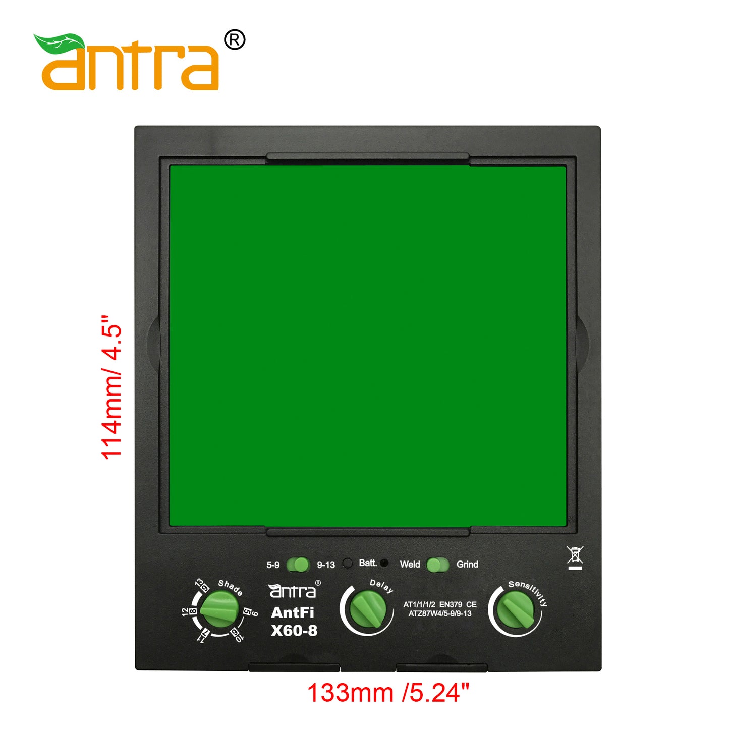 Antra™ AntFi X60-8 Solar Power Auto Darkening Lens Shade 4/5-9/9-13 for AH7-860 Series helmets