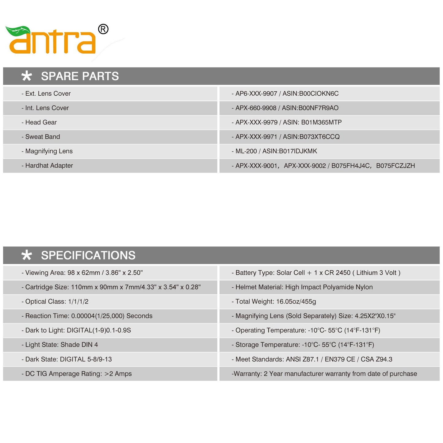 DP6-12 Auto Darkening Welding Helmet, Solar Cell+ Lithium, Digital Control with Outside Grind Button