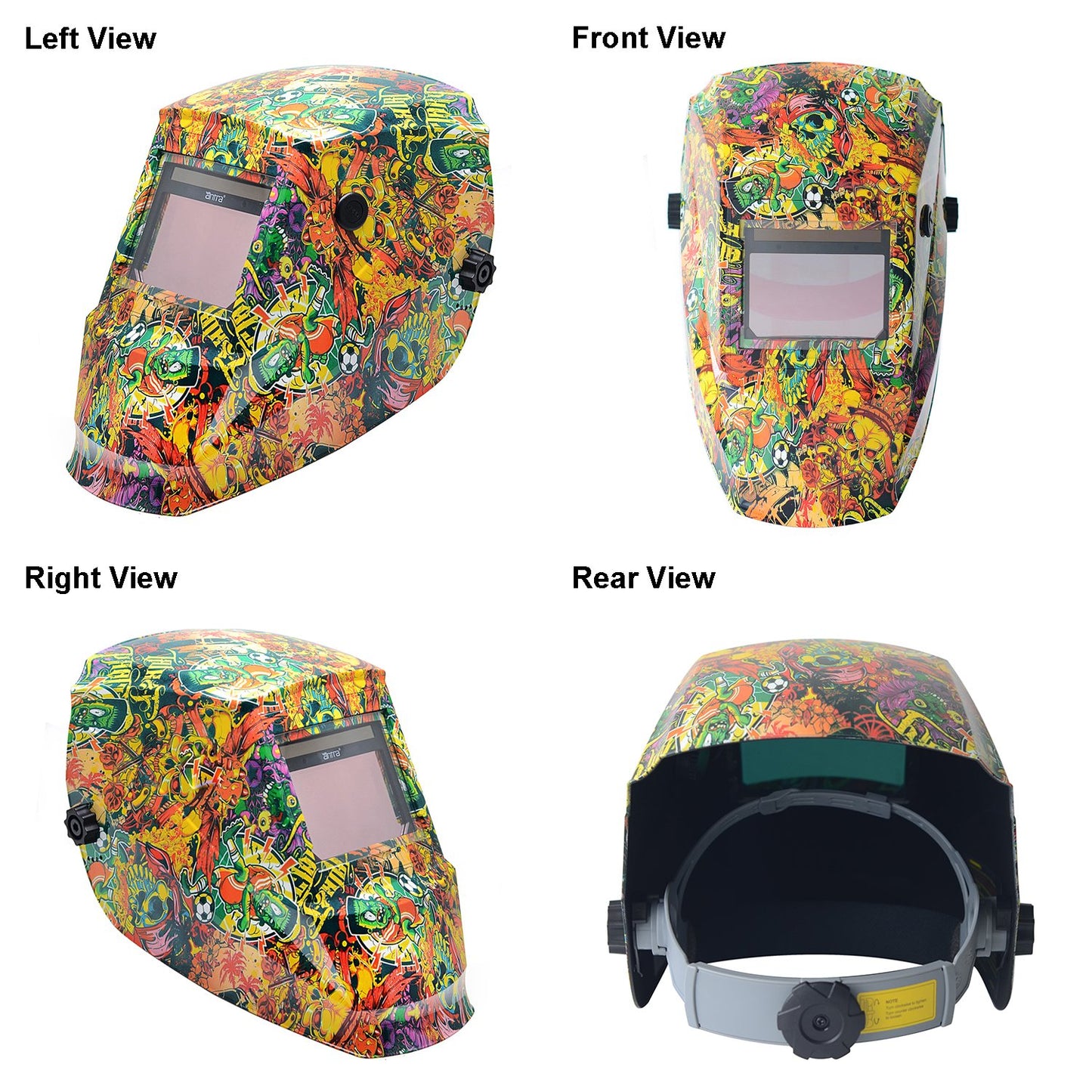 DP6-25 Auto Darkening Welding Helmet, Solar Cell+ Lithium, Digital Control with Outside Grind Button