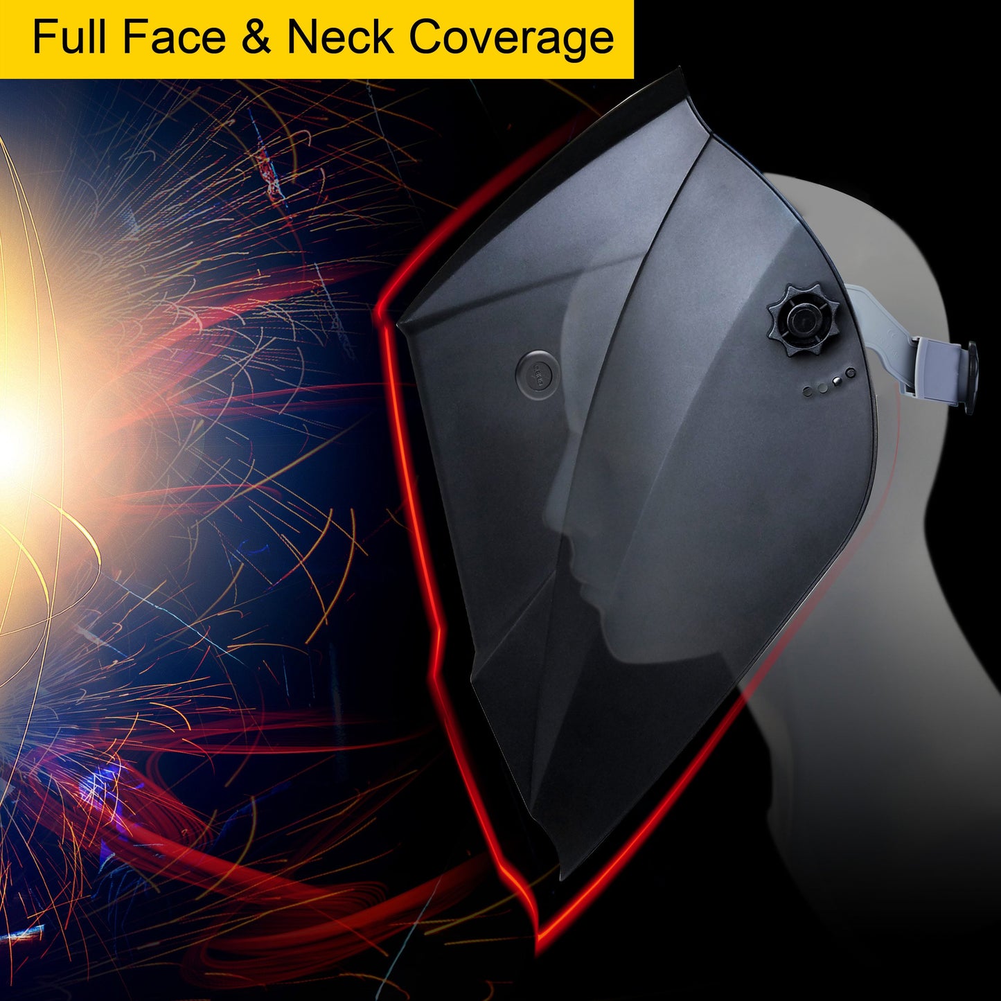 DP6-25 Auto Darkening Welding Helmet, Solar Cell+ Lithium, Digital Control with Outside Grind Button