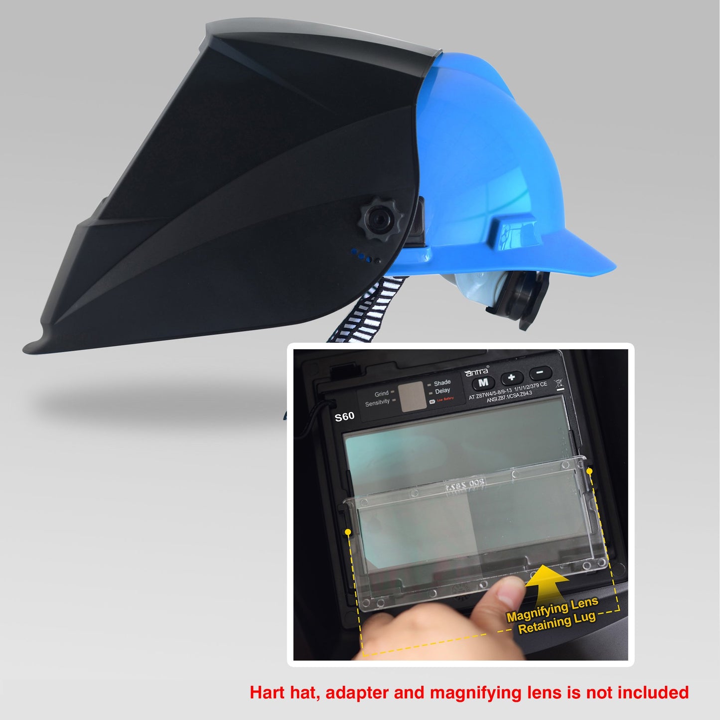 DP6-25 Auto Darkening Welding Helmet, Solar Cell+ Lithium, Digital Control with Outside Grind Button