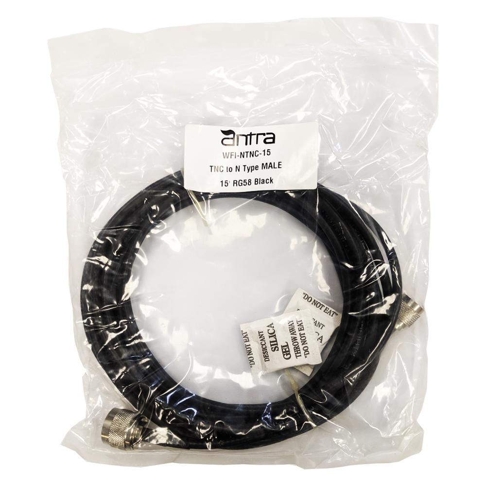 15’ Low loss RG58 Pigtail cable N-Type Male to TNC for WiFi and other communications