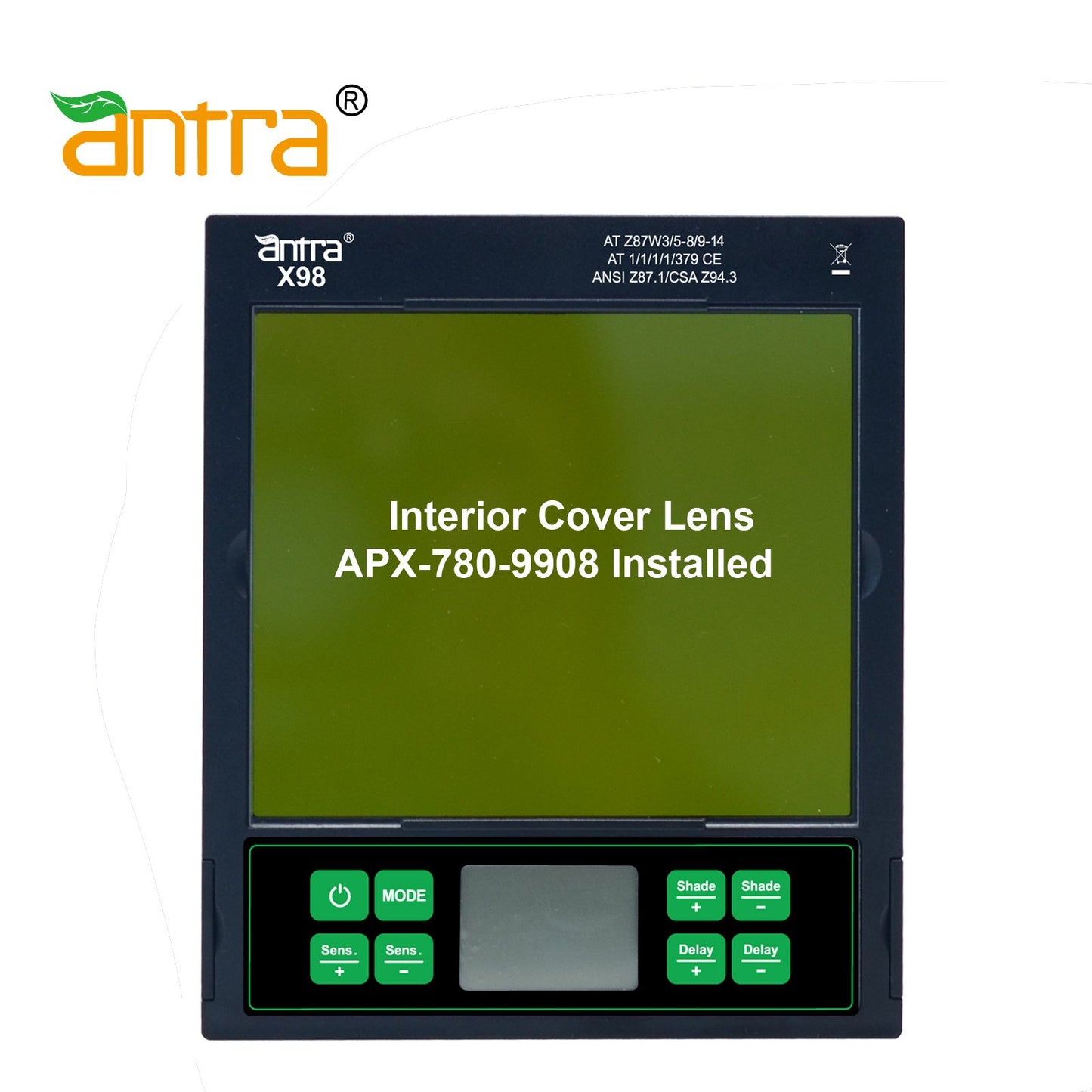 Antra™ X98 TOP Optical Class 1/1/1/1 Solar Power Auto Darkening Lens Digital Controlled Shade 3/5-9/9-14 LCD Display, good for TIG,MIG,MMA,Plasma Cutting