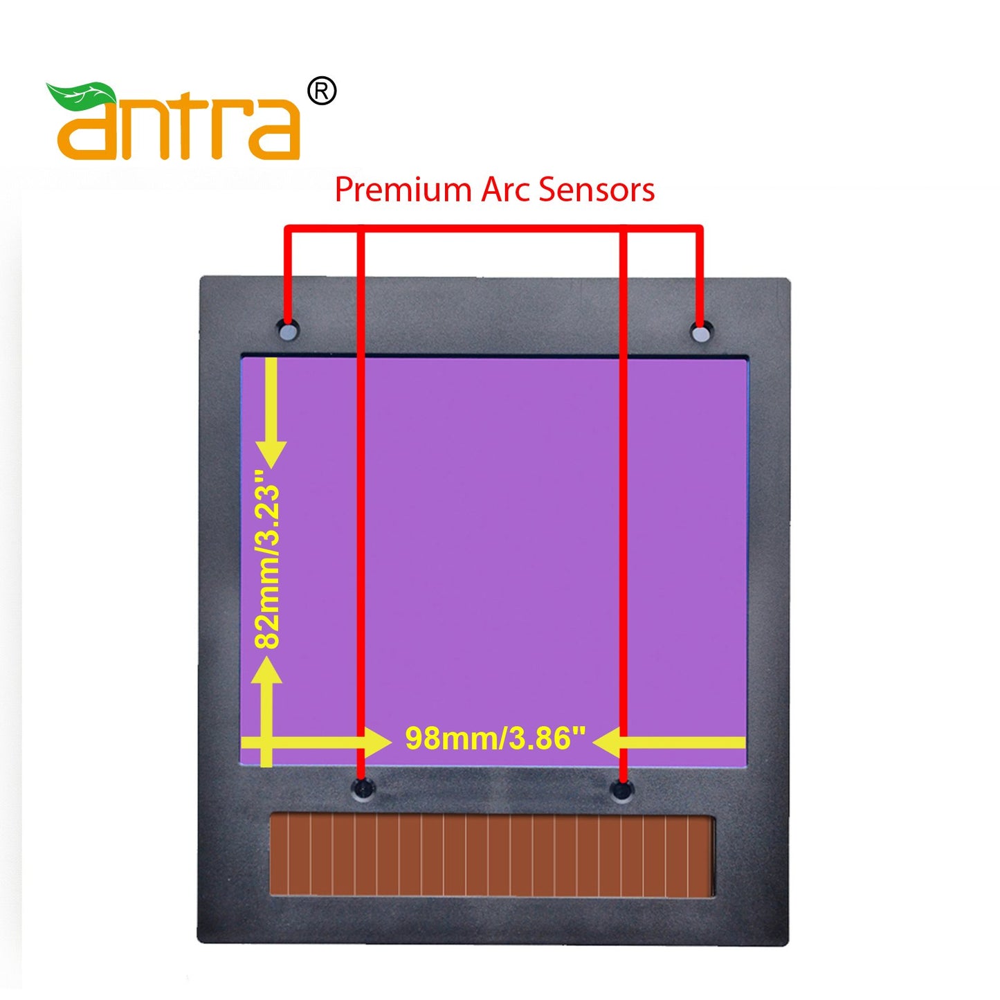 Antra™ X98 TOP Optical Class 1/1/1/1 Solar Power Auto Darkening Lens Digital Controlled Shade 3/5-9/9-14 LCD Display, good for TIG,MIG,MMA,Plasma Cutting