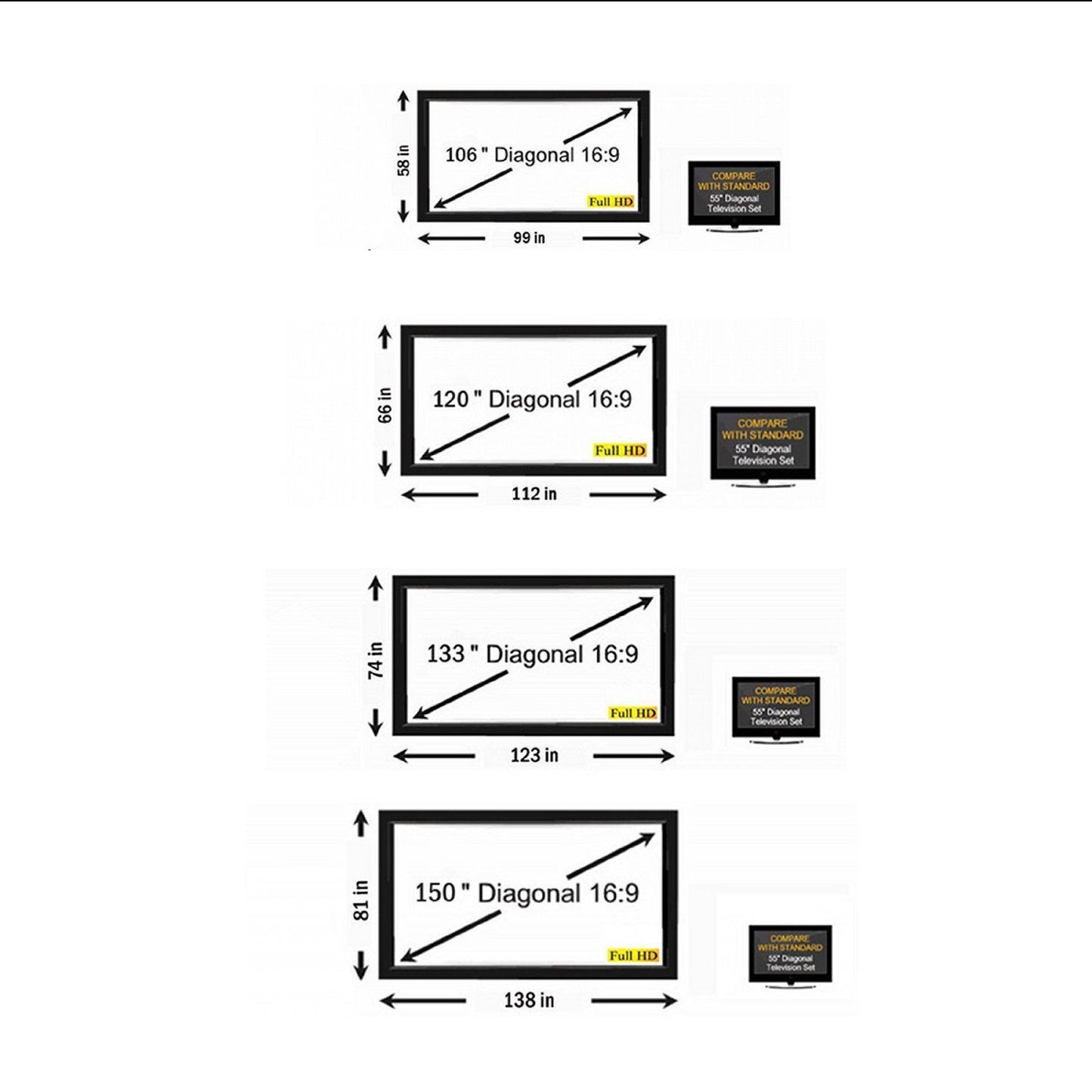 Antra™ PSF-150AG 150 Inch 16:9 Fixed Frame Projector Projection Screen New PVC Grey