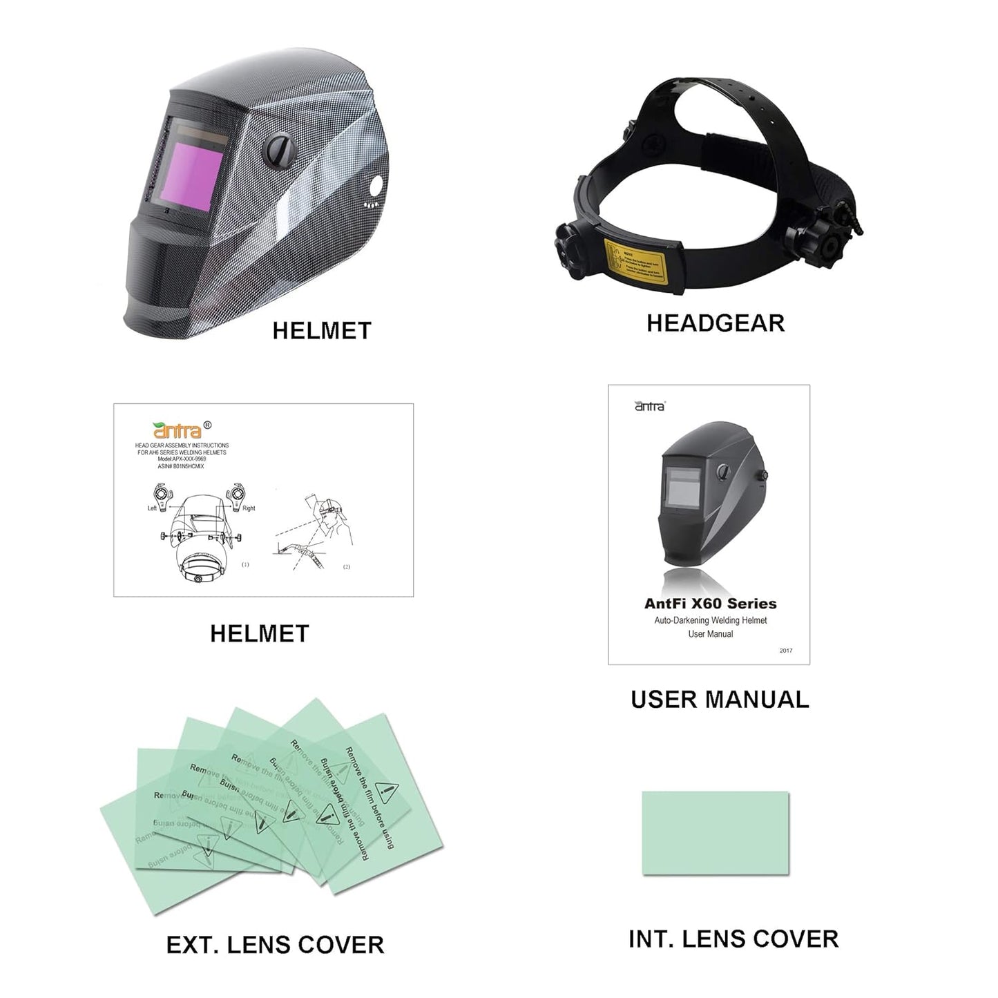 Antra AH6-660 Solar-Powered Auto-Darkening Welding Helmet – Shade 4 / 5-9 / 9-13, Professional Large Viewing