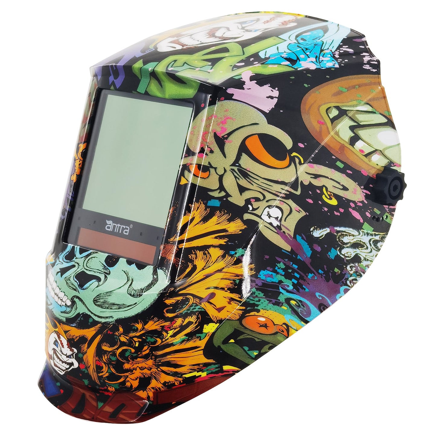 A fancy skull Antra welding helmet with huge viewing size auto darkening lens