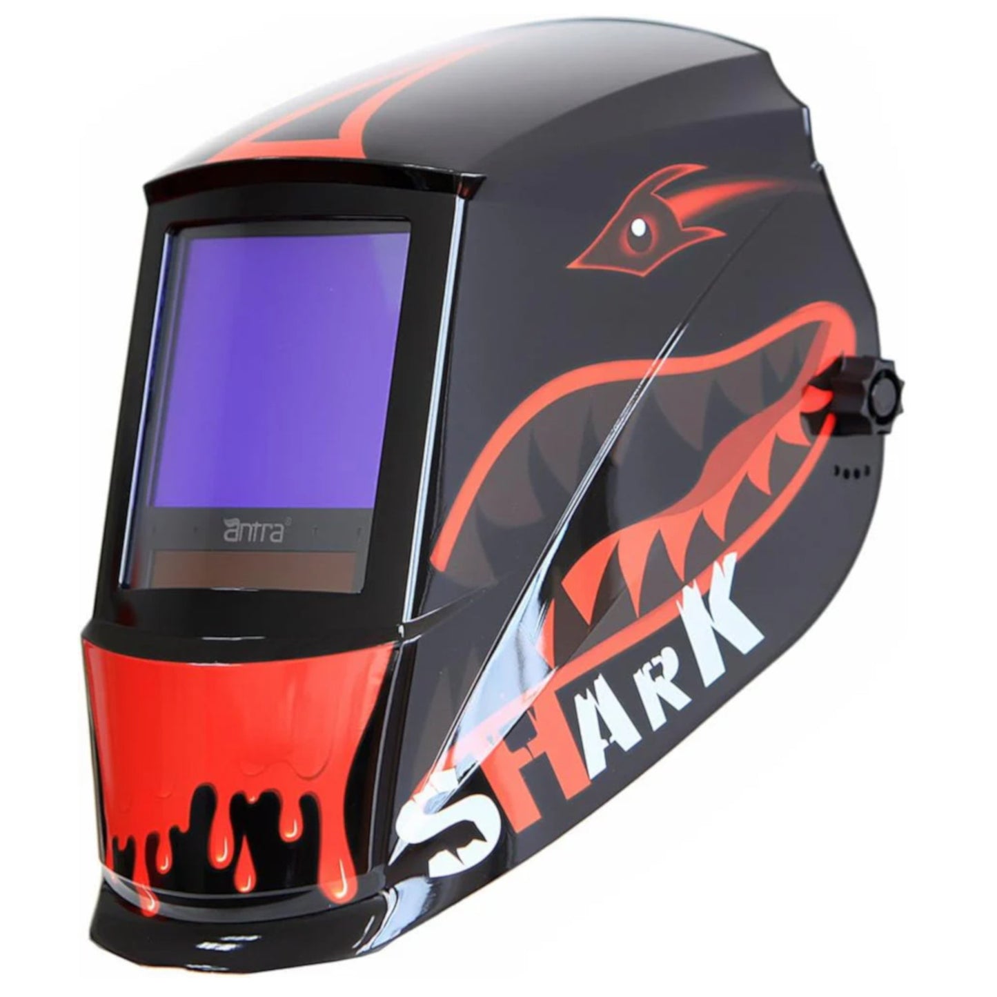 A shark Antra welding helmet with huge viewing size auto darkening lens