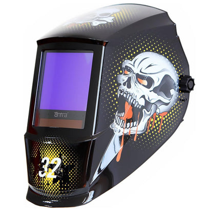 A bloody skull in black back ground Antra welding helmet with huge viewing size auto darkening lens