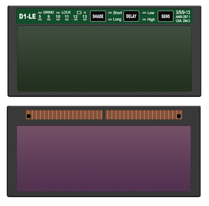 Antra D1-LE Auto-Darkening Welding Lens – Solar Powered, Shade 4 / 5, 9-13 with Shade Lock, Low-Amp TIG & High-Flux Performance
