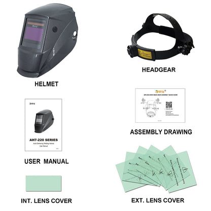 Antra DP3+ welding helmet package contents and parts list included