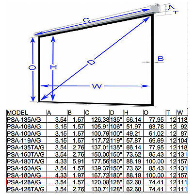 Antra™ PSA-128AG 16:9 Electric Motorized Projector Projection Screen Remote Matt Grey