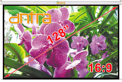 Antra™ PSA-128AG 16:9 Electric Motorized Projector Projection Screen Remote Matt Grey