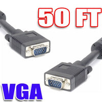 50 Feet 15 Meters Premium VGA / SVGA / UXGA Extension Cable M-M for Monitor or Projector - Double Shielded Coaxial Type with Ferrites to Support Extra High Video Resolution