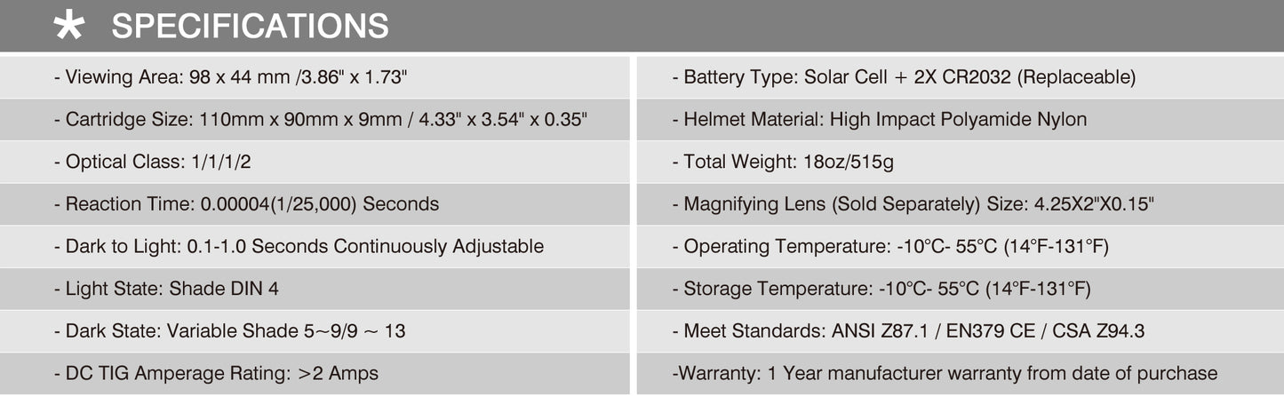 Wholesale Lot of 6 Antra™ AH6-265-0000 Solar Power Auto Darkening Welding Helmets Shade 4/5-9/9-14
