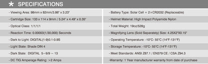 Antra™ AH7-X90-001X Solar Power Auto Darkening Welding Helmet Shade 4/5-9/9-13