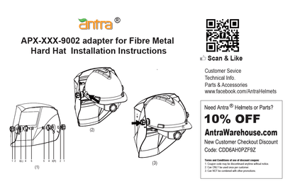Antra™ APX-XXX-9002 Hard Hat Adapter Kits for connecting Welding Helmets and Fiber Metal