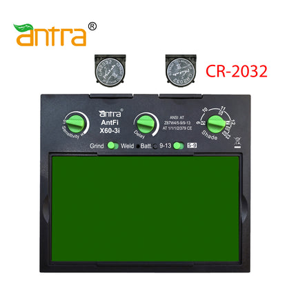 Refurbished Antra™ AntFi X60-3 Solar Power Auto Darkening Lens Shade 4/5-9/9-13, good for TIG,MIG,MMA,Plasma Cutting