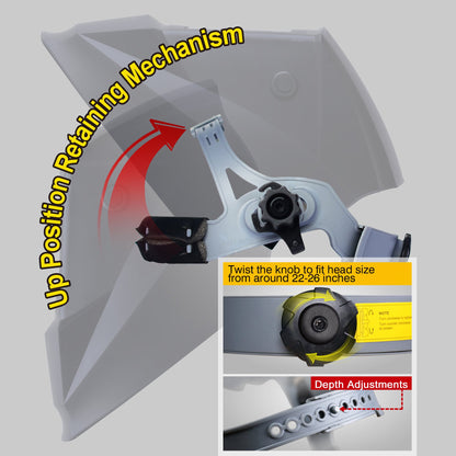 DP6-25 Auto Darkening Welding Helmet, Solar Cell+ Lithium, Digital Control with Outside Grind Button